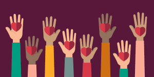 Image of hands holding hearts as the Fund Industry Supports Miami
