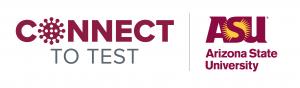 Connect to Test and ASU logo in red and yellow on white background