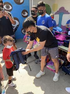 Manny Pacquiao’s sons distribute school supplies to underserved community in Long Beach, CA