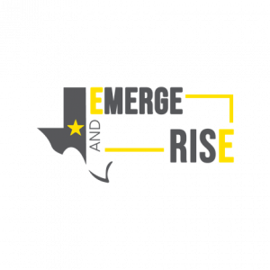 Yellow and Grey Logo of Emerge and Rise Business Incubator of San Antonio Texas