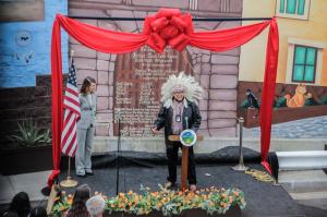 Charles Alvarez, chairman of the Gabrielino-Tongva Tribe blessed the land where the mural is located.