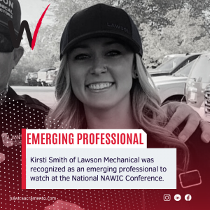 “We are in a male-dominated industry. It takes strong women to build strong women and NAWIC promotes the growth, outreach, and opportunities available to us women,” says Kirsti Smith of Lawson Mechanical Contractors, named NAWIC Emerging Professional. “I 