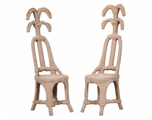 Pair of Christian Astuguevielle (French, b. 1946) designed chairs, hemp rope and wood.
