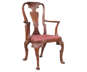 Queen Anne carved hardwood armchair, Chinese, 18th century.