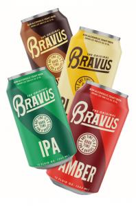 Bravus Non-Alcoholic Craft Beer Core Lineup with an IPA, Amber Ale, Blonde Ale and Oatmeal Stout