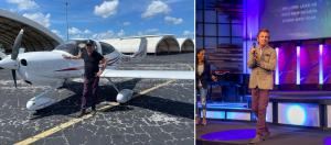  “After flying over 60 hours in a ‘78 Cessna 172, I stepped up to a lesson in my dream plane, Diamond DA 40!” shares Cain on Facebook as he is pictured next to the plane. Cain is also pictured leading “Oh Lord Lead Us” at his church, City Of Destiny.