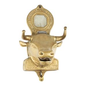 Worth and Martin (Toronto) one-cent bull’s head perfume dispenser (“Take the bull by the horns!”), made in 1902, solid brass (estimate: CA$6,000-$9,000).
