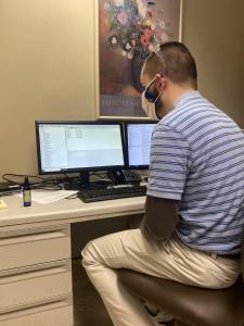 Jarred is working hard at his new job. Jarred says, ""When you go through 3 internships, always seek advice and tips from your mentors to help you learn skills to use in the workplace."