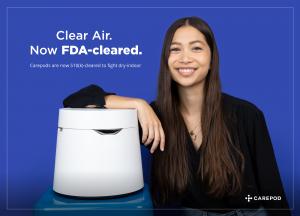 A young woman with a FDA-approved Carepod humidifier