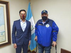 Meeting between Benjamin Fossen, co-founder of Adoptees with Guatemalan Roots (left), and Guatemalan President Alejandro Giammattei