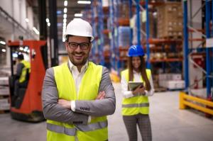 Picture of a forklift trainer in a warehouse setting
