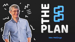 This is a picture of Dan Hollings himself and the logo for his crypto investing program called The Plan