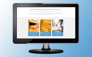 An image of a computer monitor featuring the Shipping Tools page on Crownhill Packaging's new website.