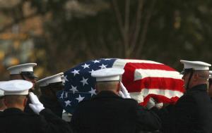 Military Salute to flag-draped coffin