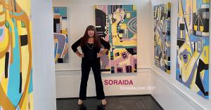 Soraida Martinez, Artist, in Verdadism Art Gallery with Paintings for Upcoming Exhibition at the Riverfront Renaissance Center for the Arts.