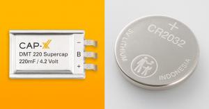CAP-XX Prismatic Supercap + 3V Coin Cell Battery