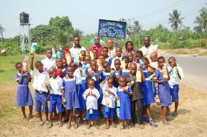 Nigerian Children Enjoying New Water Supply built by D&B