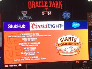 Christine Ichim recognized by San Francisco Giants Community Fund