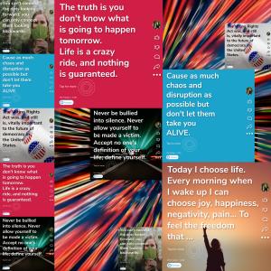 Square formats of a social feed