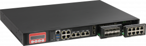 Image shows the front of the FWS-7840 with two Network Interface Modules (NIM) pulled slightly out of the expansion bays.