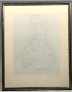 Etching on chine colle by Henri Matisse (French, 1869-1954), titled Nu Pour Cleveland (1932), signed and numbered ($4,612).