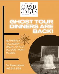 A tour and dinner showcasing the ghostly residents of Grand Galvez hotel in Galveston, TX