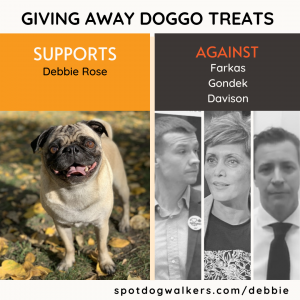 Debbie Supports Giving Away Dog Treats, While Other Candidates Don't