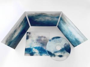 6-panel blue & white abstract package design with matching art booklet and CD.