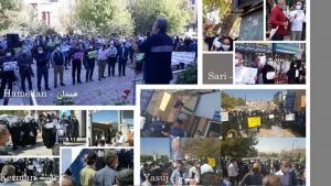 October 15, 2021 - Hamedan - Sari - Kerman - Yasuj, The teachers' protest in Tehran took place outside the Planning and Budget Organization and in front of the regime's Ministry of Education offices in other cities, despite the clerical regime's repressiv