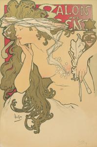 Alphonse Mucha, Salon des Cent / XXme Exposition. 1896. Est: $30,000-$40,000.