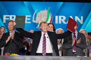 October 16, 2021 - Sir David Amess in Paris presenting statements of support for a free and democratic Iran signed by hundreds of parliamentarians.