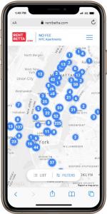 Homepage of RENTBETTA.com for no fee NYC apartments