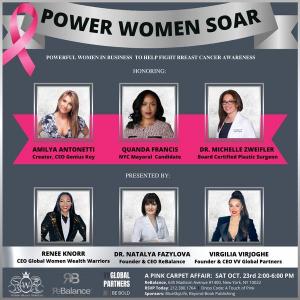 POWER WOMEN SOAR, Powerful Women in Business, celebrates women with purpose for Breast Cancer Awareness month, Saturday, October 23rd, 2021, in New York City.