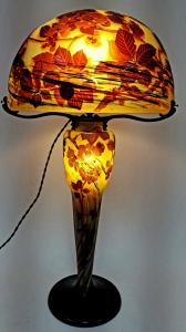 Beautiful Galle internally decorated cameo glass lamp.