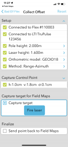 Bad Elf Flex app Laser Offset Checklist