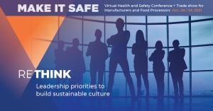 Seven silhouetted figures against a large window with the words Make it Safe and RETHINK Leadership priorities to build sustainable culture.