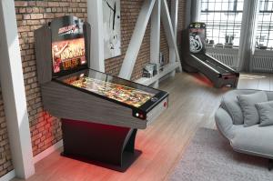 Skillshot FX Digital Pinball in a Home with Skee-Ball Home Arcade Alley Roller
