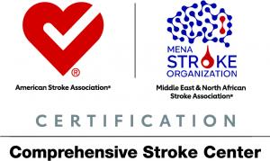 Heart and Torch of American Stroke Association and Brain image in Middle East & North African Stroke Association Comprehensive Stroke Center logo