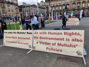 November 1- NCRI's Abedini  at the rally of NCRI supporters during the COP26 summit in Glasgow: Our message today to the world leaders attending Glasgow Cop26  is clear and simple: It is time to join the Iranian people and their Resistance in rejecting th