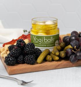 Jar of YogiBalls on Grazing Board with Fruit & Vegetables