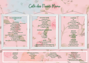 menu from Café des Fleurs Miami Beach’s most Instagrammable café