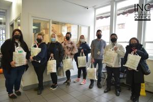 Shelter coordinators prepared to distribute care packages donated by the Church Of Christ through the Aid To Humanity event.