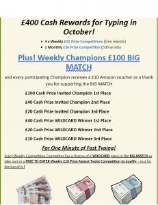 This is an image from the www.bsbltyping.com Home Page stating that there are £400 in Cash Prizes November 2021