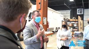 Mission Mobile CXO Brad Watson leads a tour of the Greensboro, NC mobile medical clinic manufacturing plant.