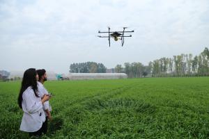 Lovely Professional university students operating the Flying Farmer drone (1)