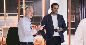 Stephen Taylor, KPS Operations Director (left) and Andrew Theunissen, Head of Design and Founder of Aces of Space (right) during KPS D3 Commercial Furniture Showroom launch