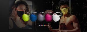 Fiber Knit Sports Masks are available in sizes ranging from small for kids and teens to medium and large for adults, as well as available in a variety of colors. Available in two styles:  The Sport Mask featuring a single adjustable strap worn around the 