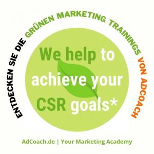 Die neuen Green Marketing Seminare von AdCoach unterstützen unternehmerische CSR-Ziele und schließen die Nachhaltigkeitslücke in der Weiterbildung (Quelle: www.adcoach.de)