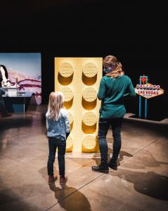 Mother and child enjoy large-scale LEGO® brick at Awesome Exhibition: The Interactive Exhibition of LEGO® Models built from 42,578 bricks