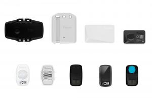 Wireless IoT devices on white background